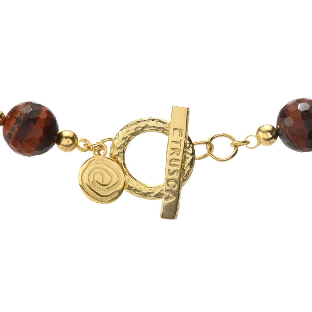 Verona Gioielli 18K Gold Plated Tiger's Eye Faceted Bead 18" Necklace by Steals
