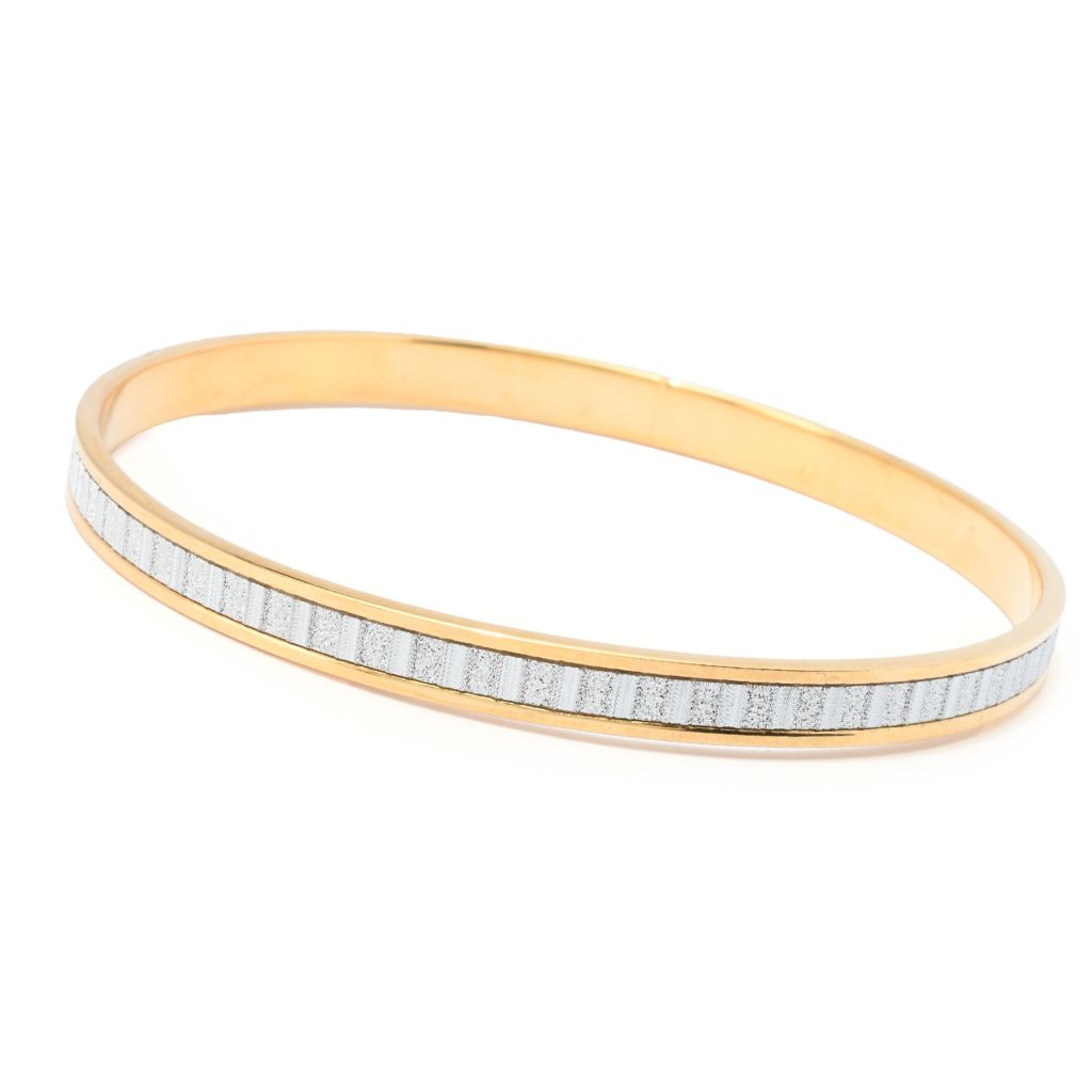 Verona Gioielli 18K Gold Plated or Sterling Silver Glitter Bangle Bracelet by Steals