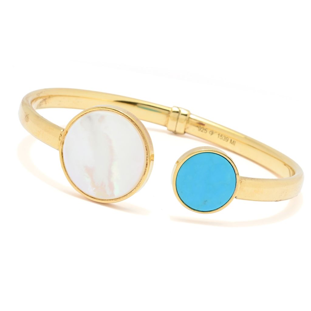 Verona Gioielli 18K Gold Plated Tubing Mother-of-Pearl & Magnesite Bracelet by Steals