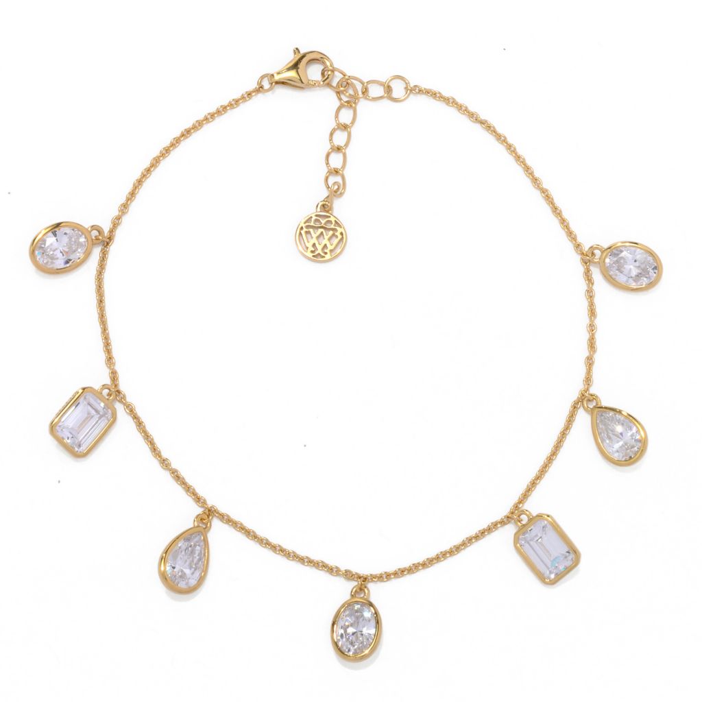 Brilliante Choice of Plating & Size 6.25 DEW Simulated Diamond Charm Bracelet by Steals