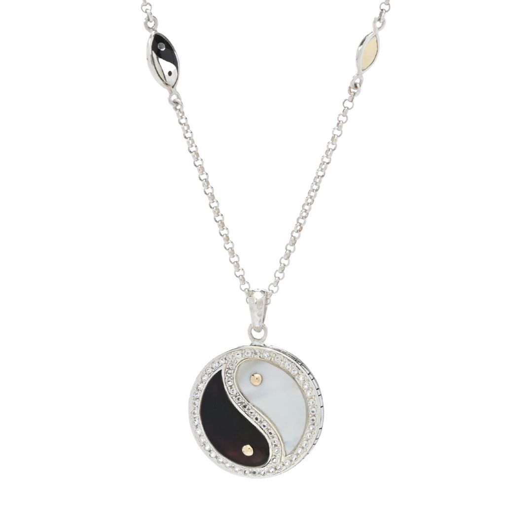 Artisan Silver by Samuel B. Black & White Mother-of-Pearl Yin Yang Pendant by Steals