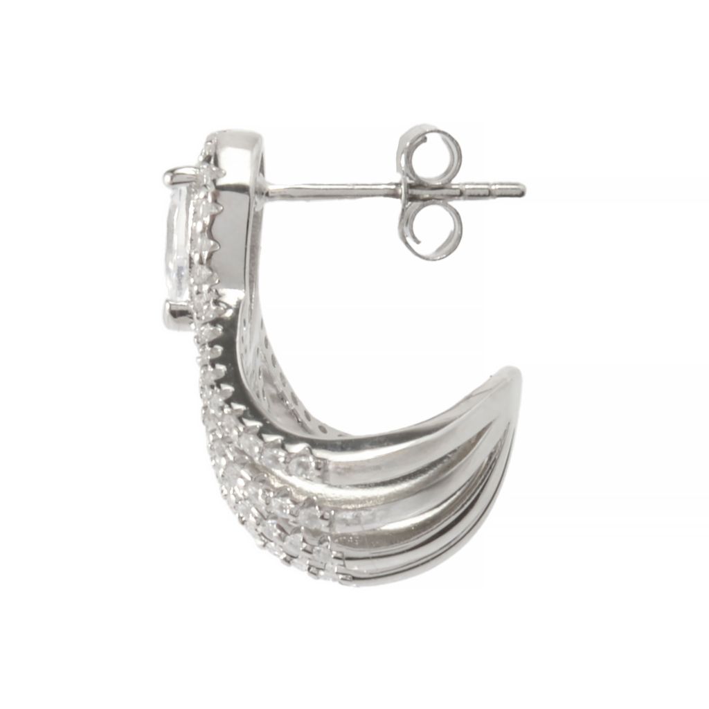 Brilliante Platinum Plated 3.03 DEW Simulated Diamond Ear Cuff Drop Earrings by Steals