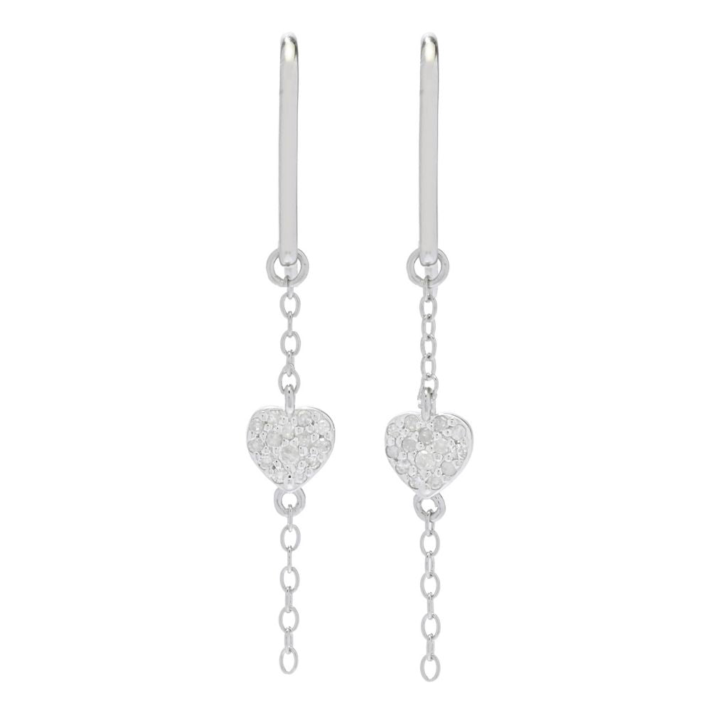Zoey Blush Platinum Plated 0.17ctw Diamond Heart Threader Drop Earrings by Steals