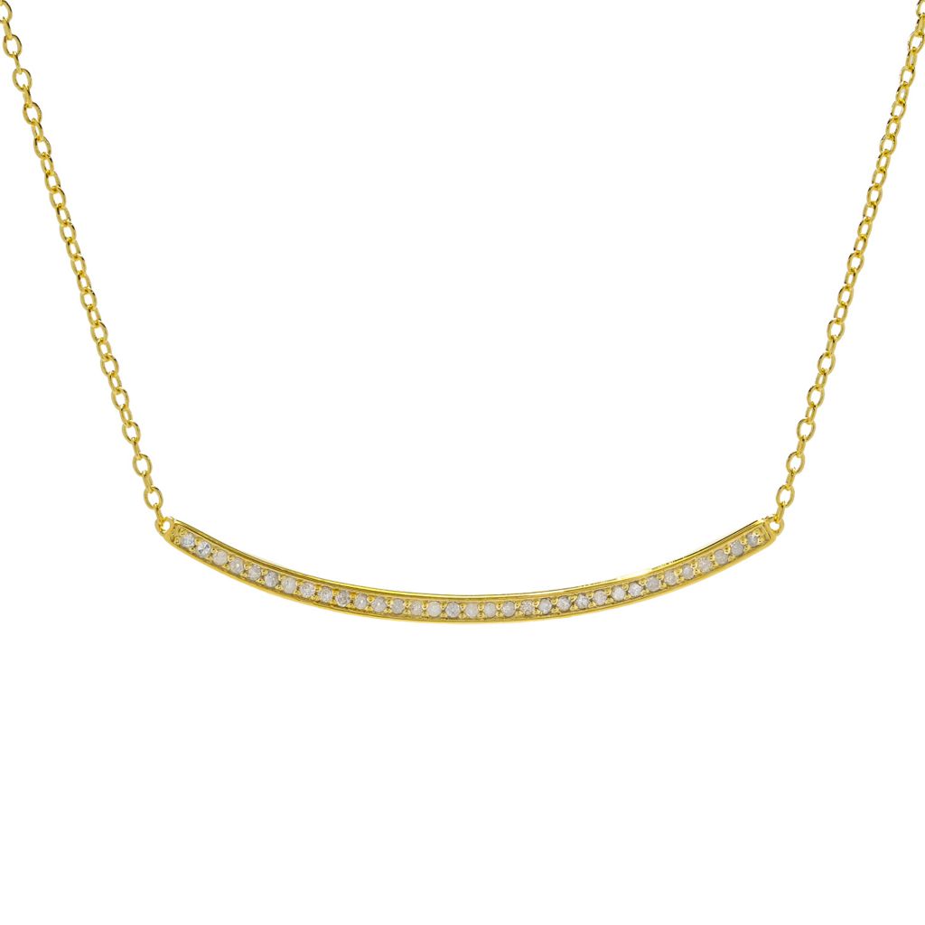 Zoey Blush 18K Gold Plated 0.20ctw Diamond Bar 18"+2" Necklace by Steals