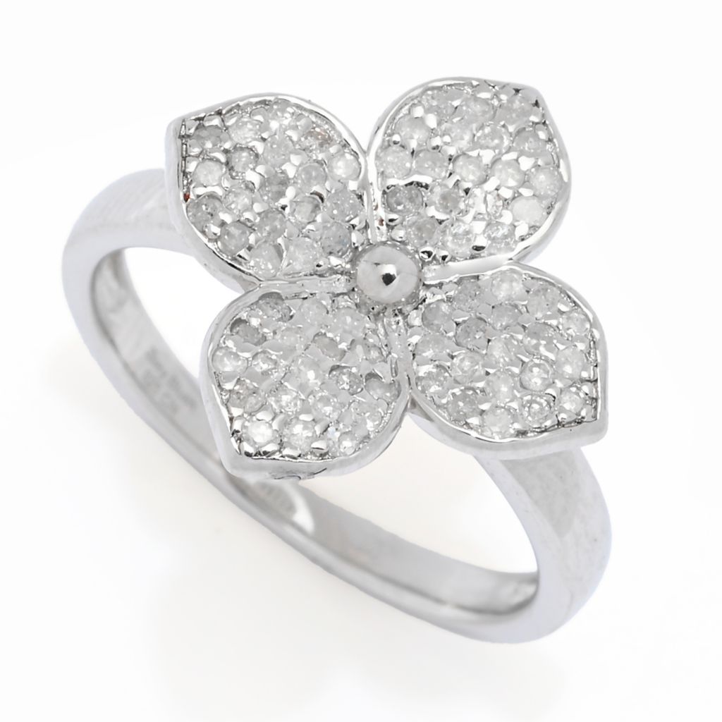 Zoey Blush Platinum Plated 0.38ctw Round Diamond Modified Cross Ring by Steals