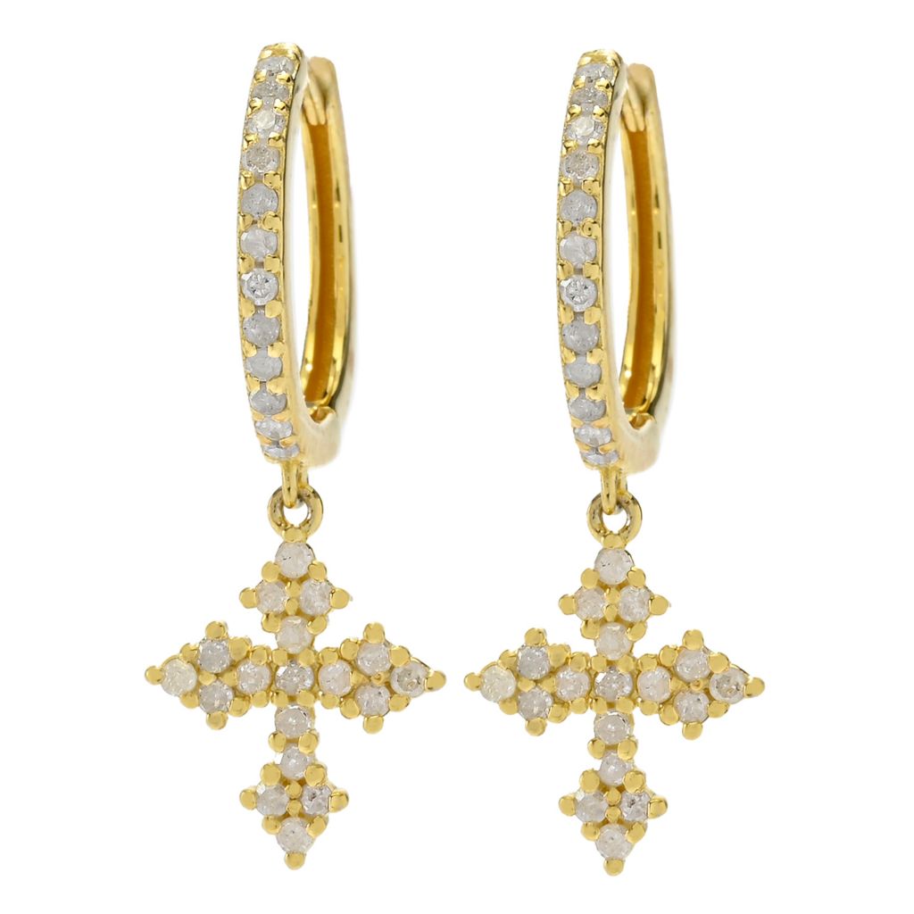 Zoey Blush 18K Gold Plated 0.60ctw Round Diamond Charm Drop Earrings by Steals