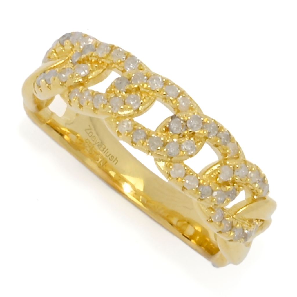 Zoey Blush 18K Gold Plated 0.40ctw Diamond Curb Link Band Ring by Steals