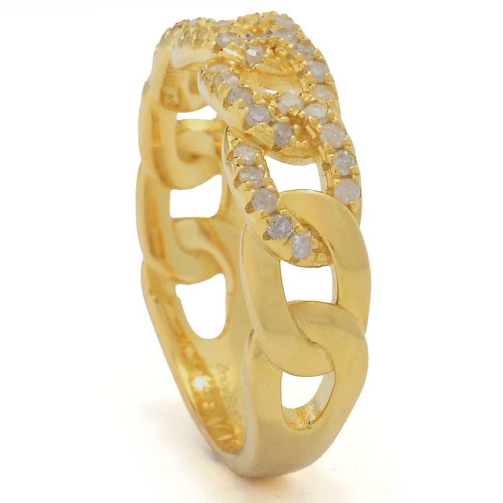 Zoey Blush 18K Gold Plated 0.40ctw Diamond Curb Link Band Ring by Steals