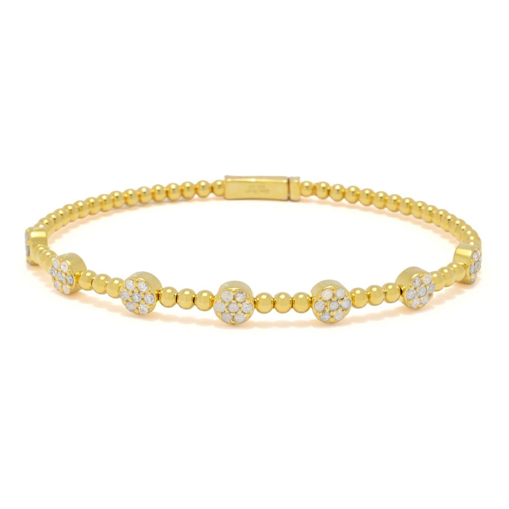 Zoey Blush Choice of Plating 1.02ctw Pave Diamond Station Bangle Bracelet by Steals
