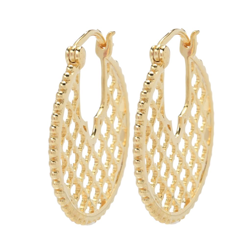 Passport to India 18K Gold Plated "Hawa Mahal" Beaded Lattice Hoop Earrings by Steals