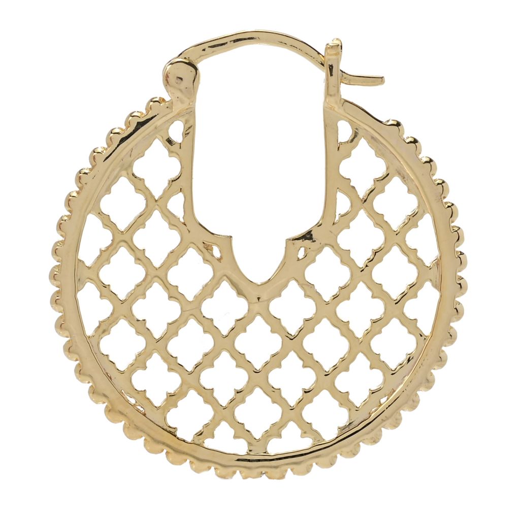 Passport to India 18K Gold Plated "Hawa Mahal" Beaded Lattice Hoop Earrings by Steals