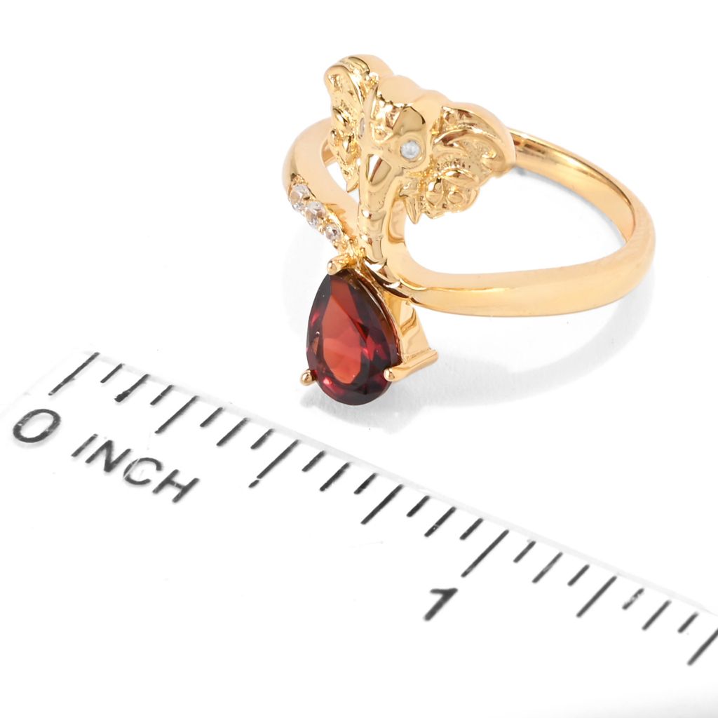 Passport to India Elephant 1.01ctw Red Garnet & Zircon Bypass Ring by Steals