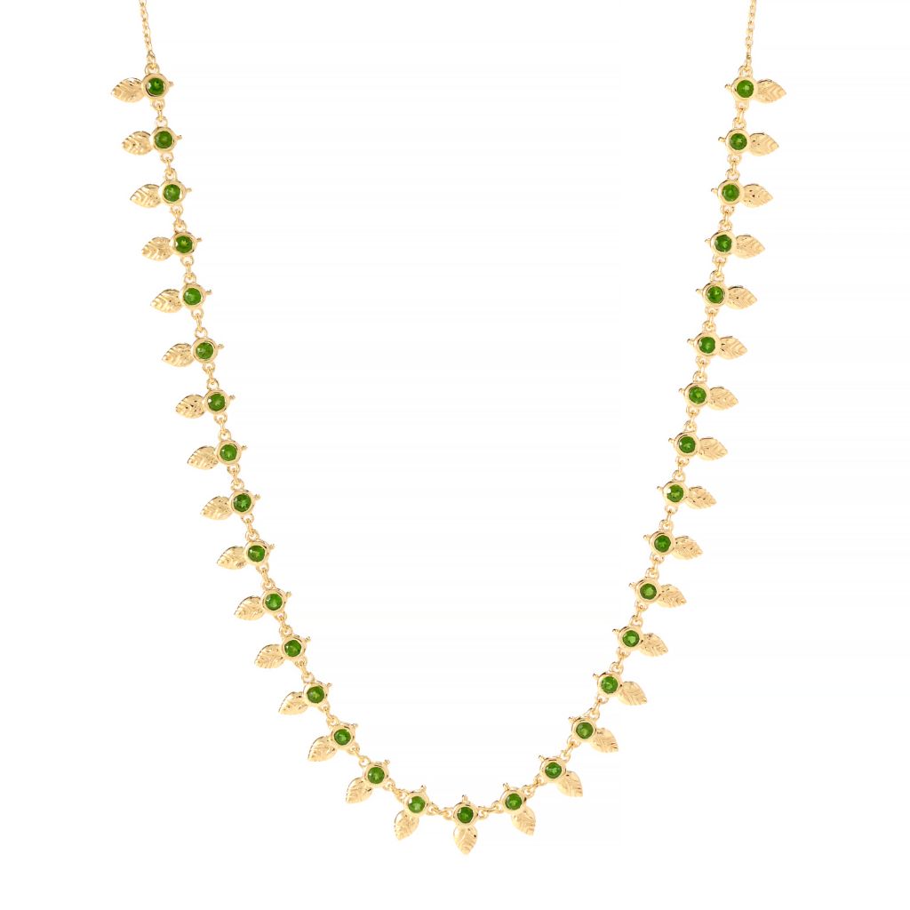 Passport to India 4.45ctw Chrome Diopside Mango Leaf Half Necklace by Steals