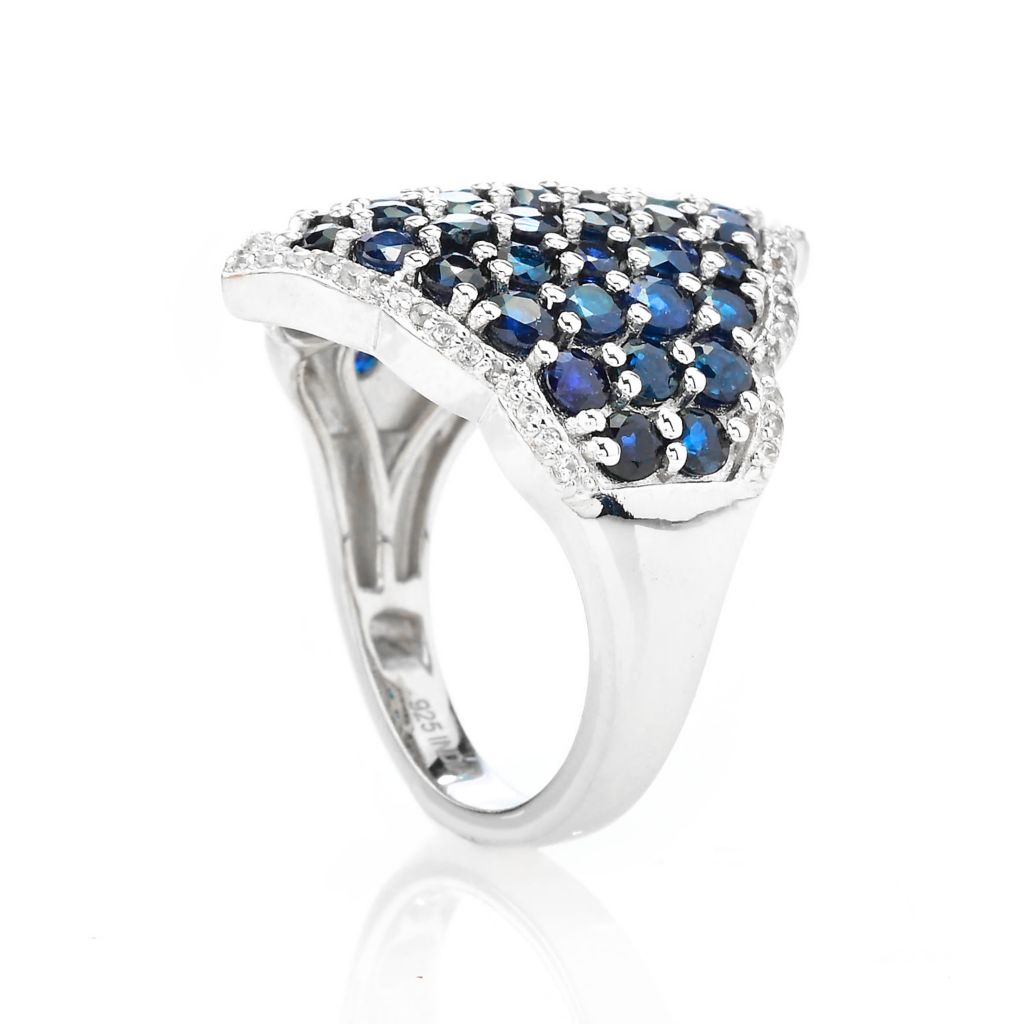Gem Treasures Sterling Silver 4.05ctw Sapphire & Zircon Cluster Ring by Steals