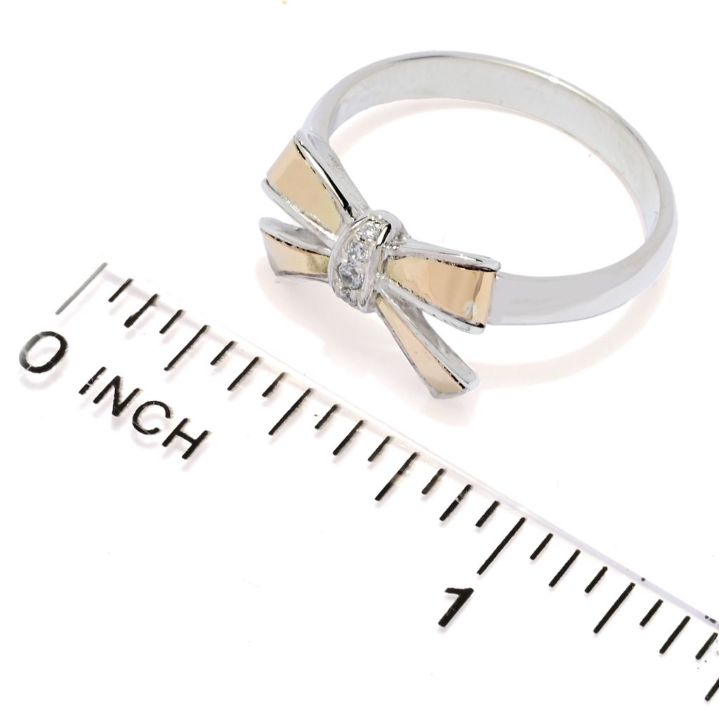 Artisan Silver by Samuel B. 18K Gold Accented White Topaz Bow Ring by Steals