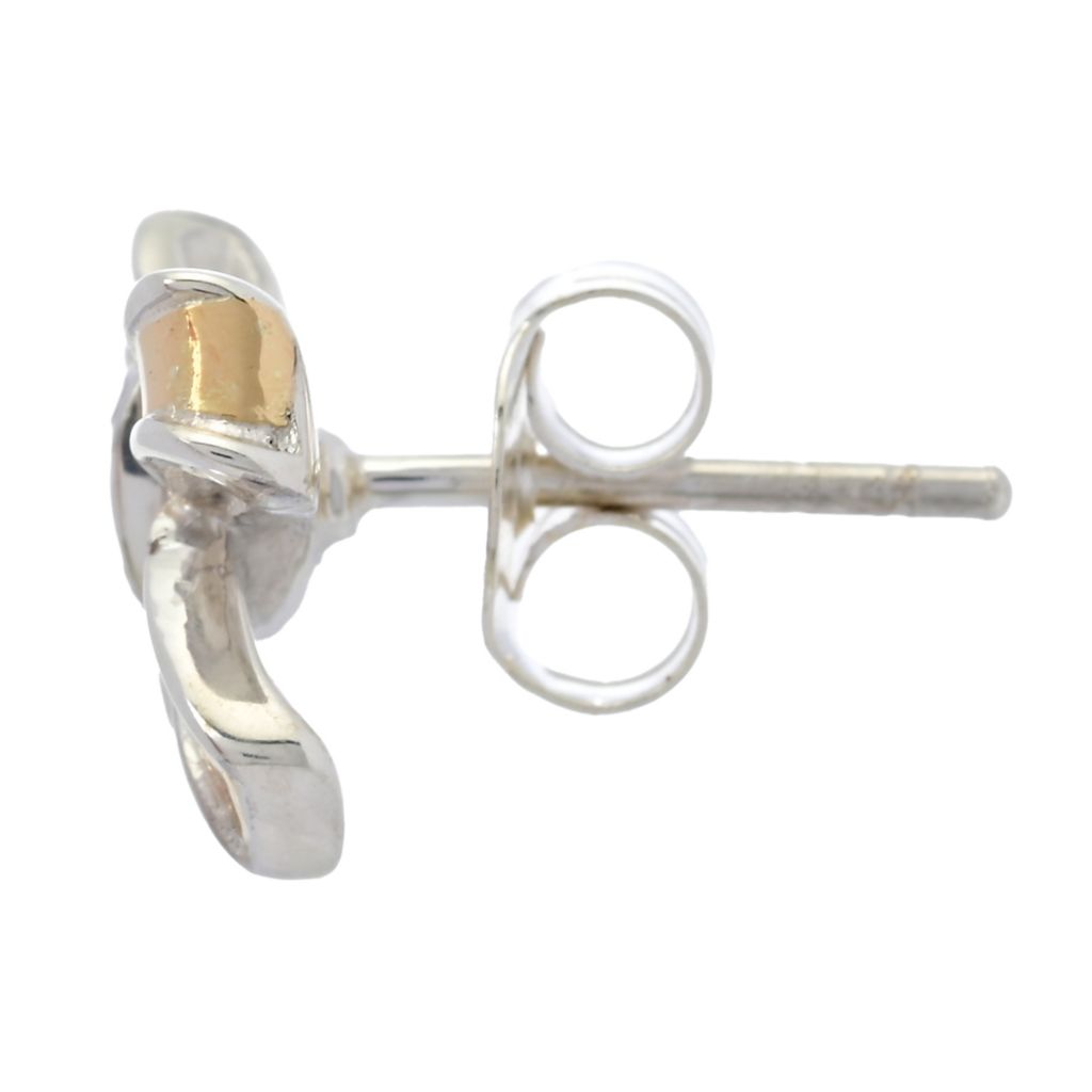 Artisan Silver by Samuel B. 18K Gold Accented White Topaz Bow Stud Earrings by Steals