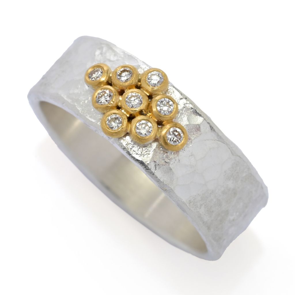 Anatolia by Cevherun 24K Gold Accented 0.09ctw Diamond Cluster Ring by Steals