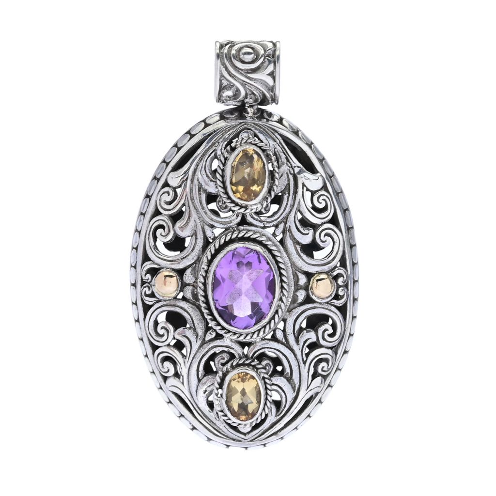 Artisan Silver by Samuel B. 18K Gold Accented 2.70ctw Amethyst & Citrine Pendant by Steals
