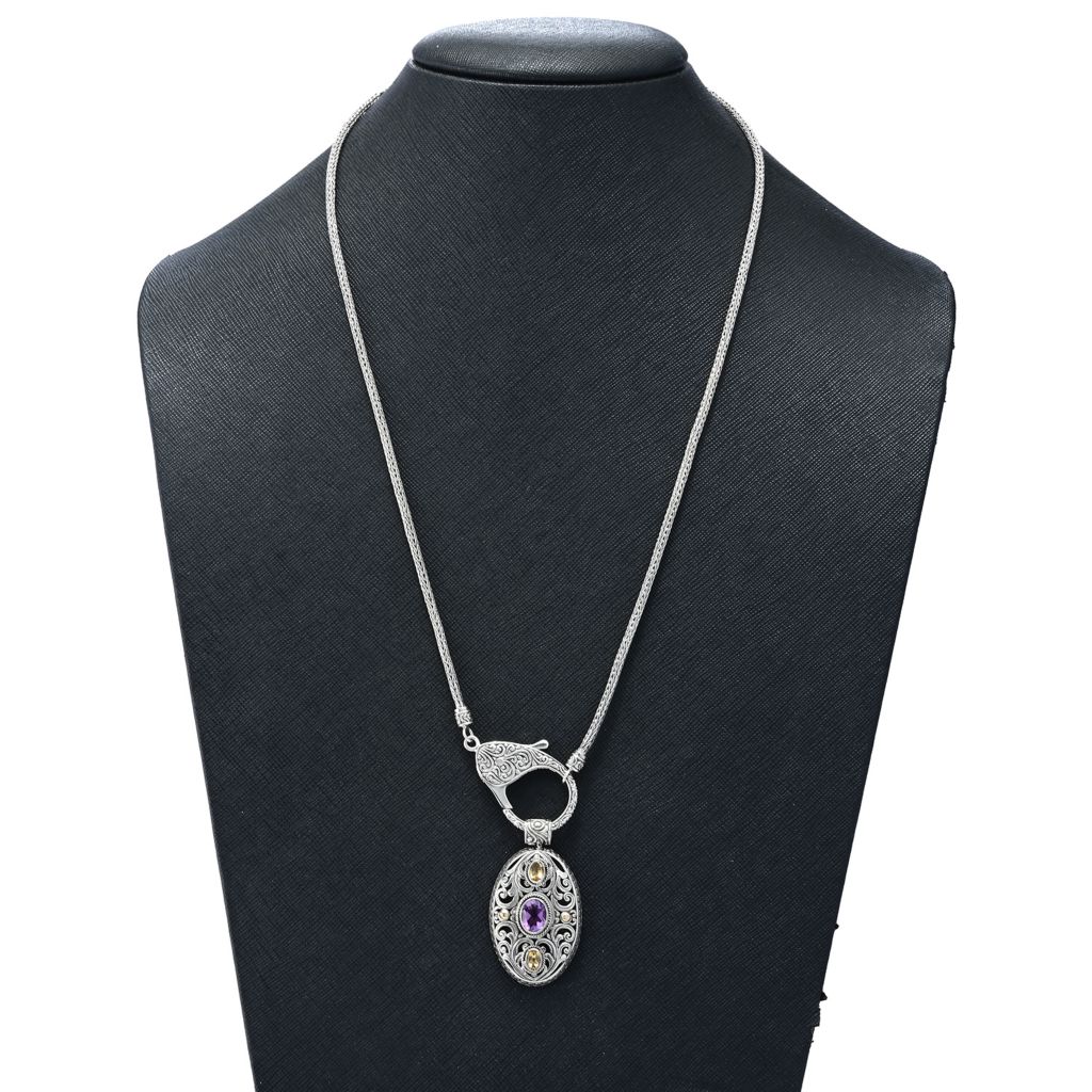 Artisan Silver by Samuel B. 18K Gold Accented 2.70ctw Amethyst & Citrine Pendant by Steals