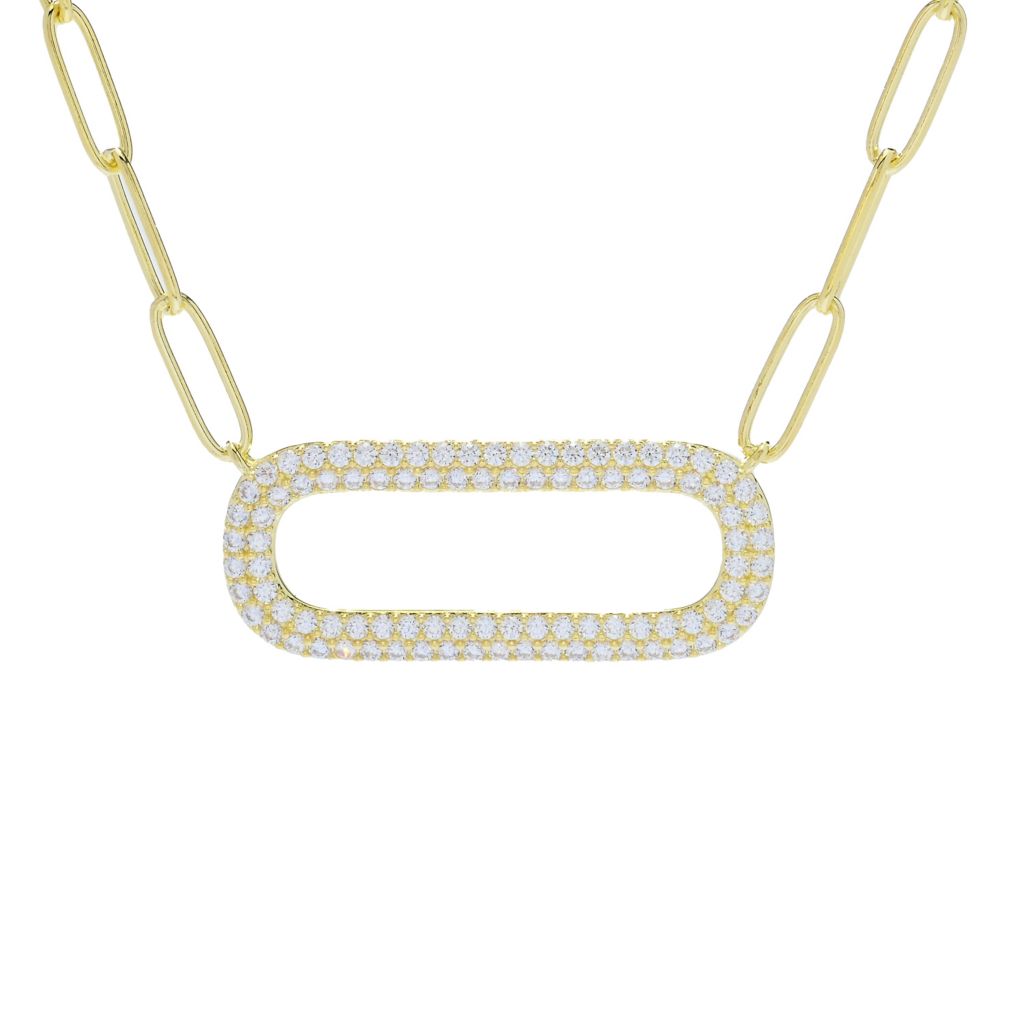 Brilliante Choice of Plating 2.35 DEW Simulated Diamond Paperclip Necklace by Steals