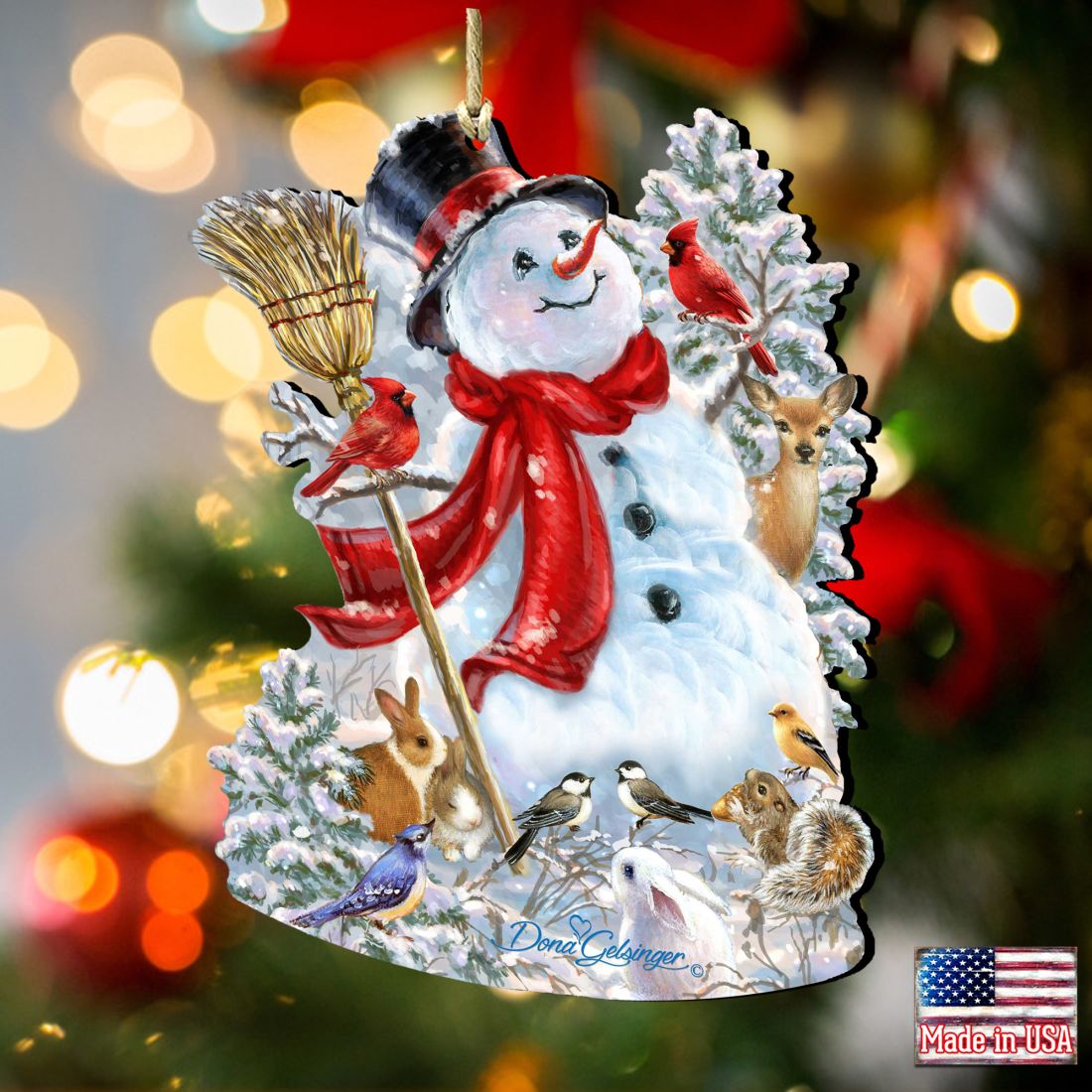 Old Worlds Snowman Wooden Ornaments by Gelsinger - Christmas Santa Snowman Decor - 8161026-1624