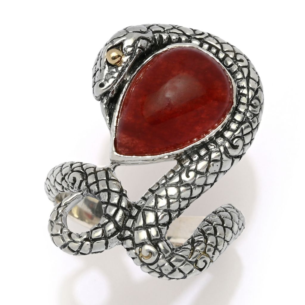 Artisan Silver by Samuel B. Choice of 14x10mm Gemstone Year of the Snake Ring by Steals
