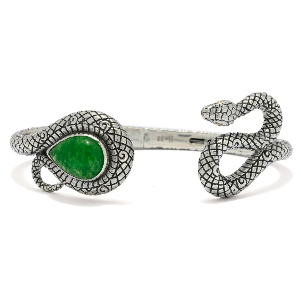 Artisan Silver by Samuel B. Choice of 14x10mm Gemstone Year of the Snake Bracelet by Steals