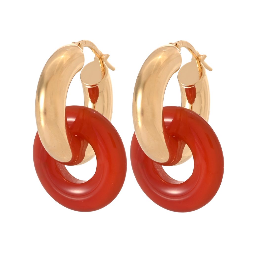 Toscana Italiana 18K Gold Plated Tubing Choice of 18mm Gem Hoop Earrings by Steals