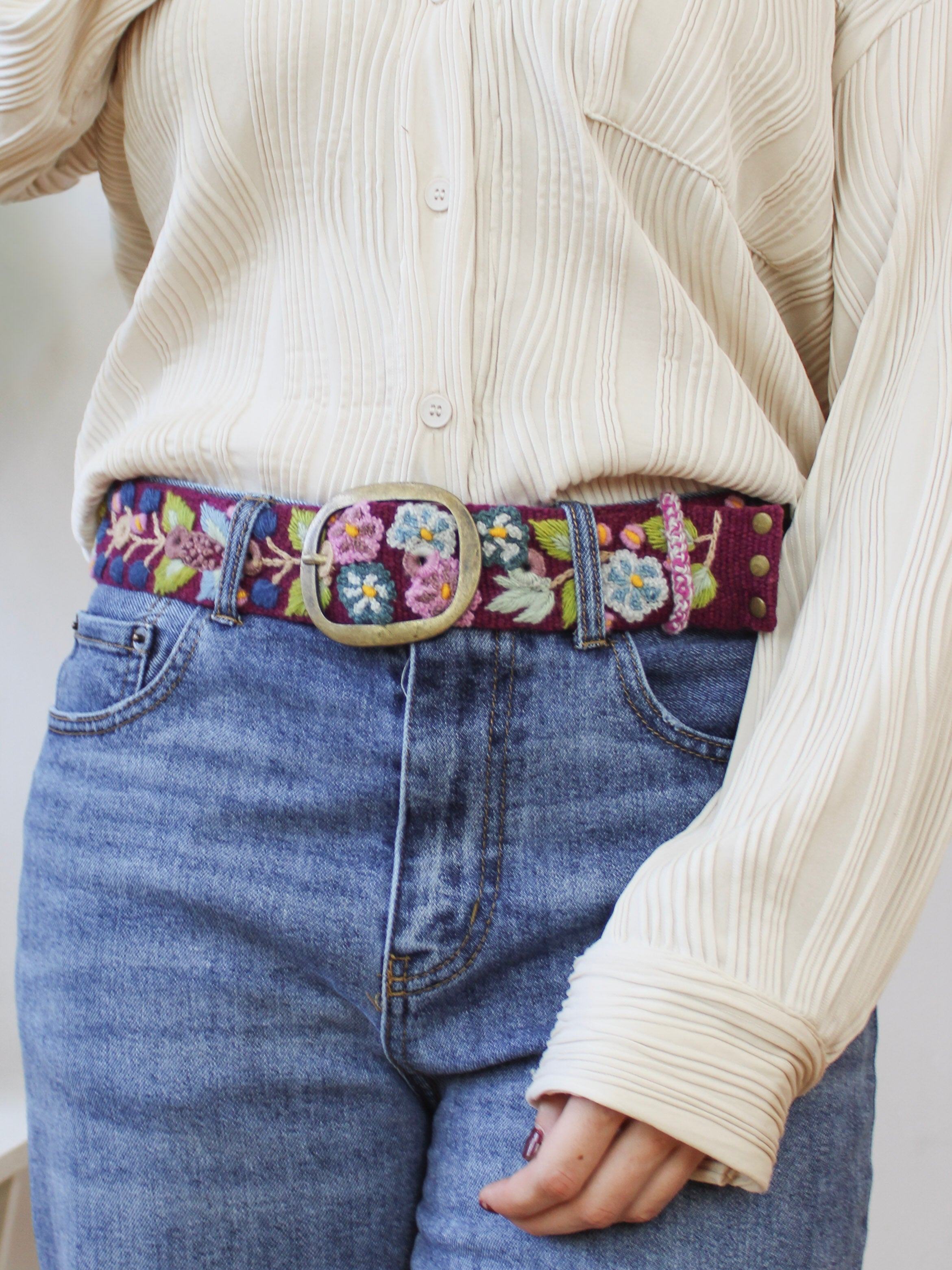 Wildberry Embroidered Wide Belt