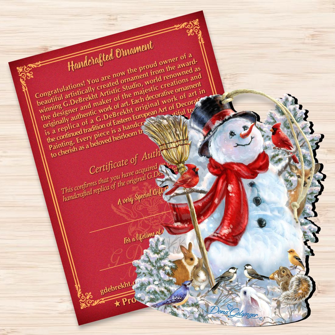 Old Worlds Snowman Wooden Ornaments by Gelsinger - Christmas Santa Snowman Decor - 8161026-1624