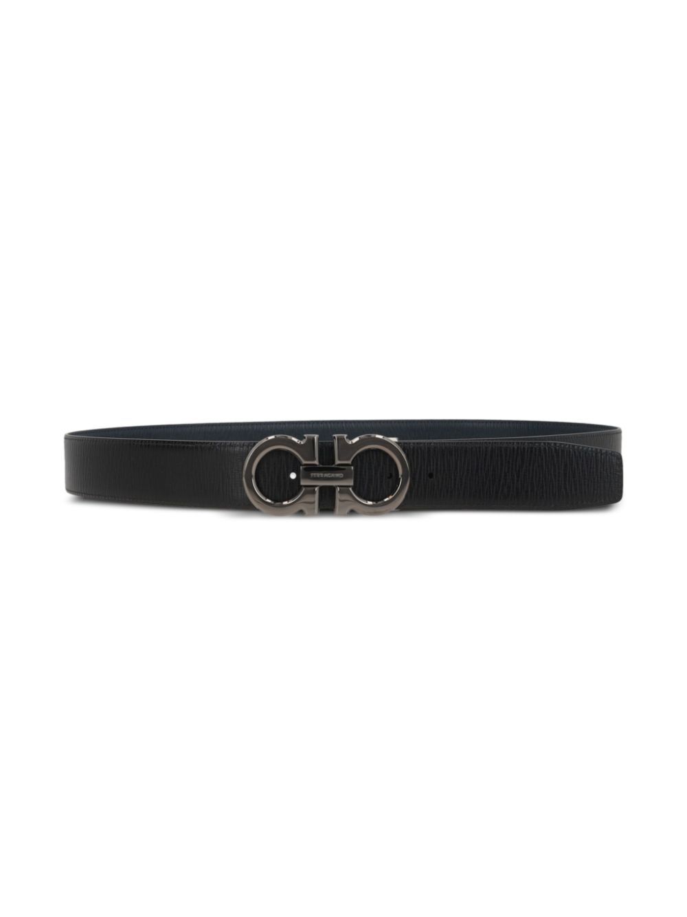 Ferragamo Men Semi-Matt Grained Leather Reversible Gancini Belt