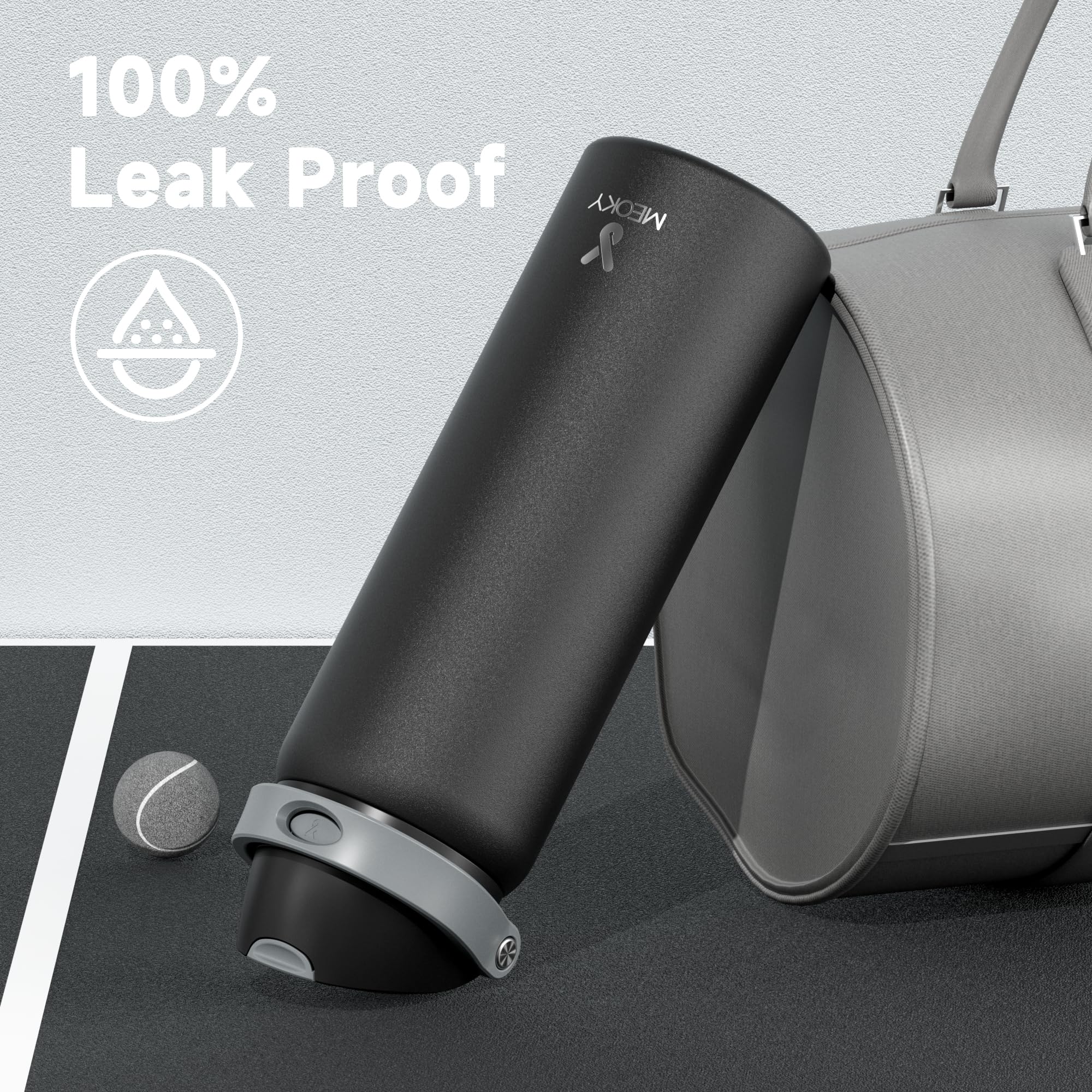 24 oz Insulated Water Bottle with Straw: Meoky Stainless Steel Metal Water Bottle with 2-in-1 Lid - Leak Proof, Cold for 24 Hours, Protective Silicone Base, BPA-Free for Sports Travel Car, Ivory