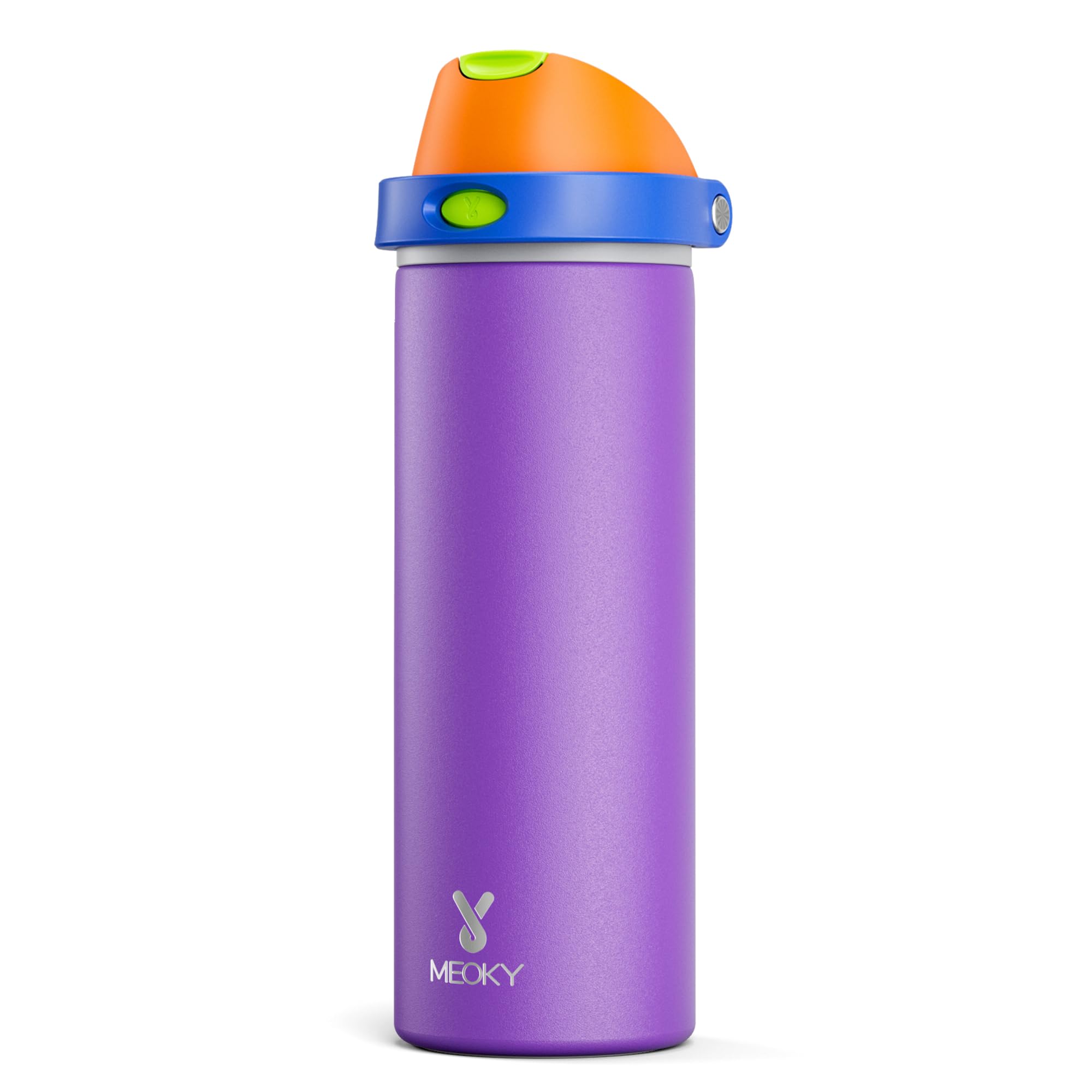 24 oz Insulated Water Bottle with Straw: Meoky Stainless Steel Metal Water Bottle with 2-in-1 Lid - Leak Proof, Cold for 24 Hours, Protective Silicone Base, BPA-Free for Sports Travel Car, Ivory