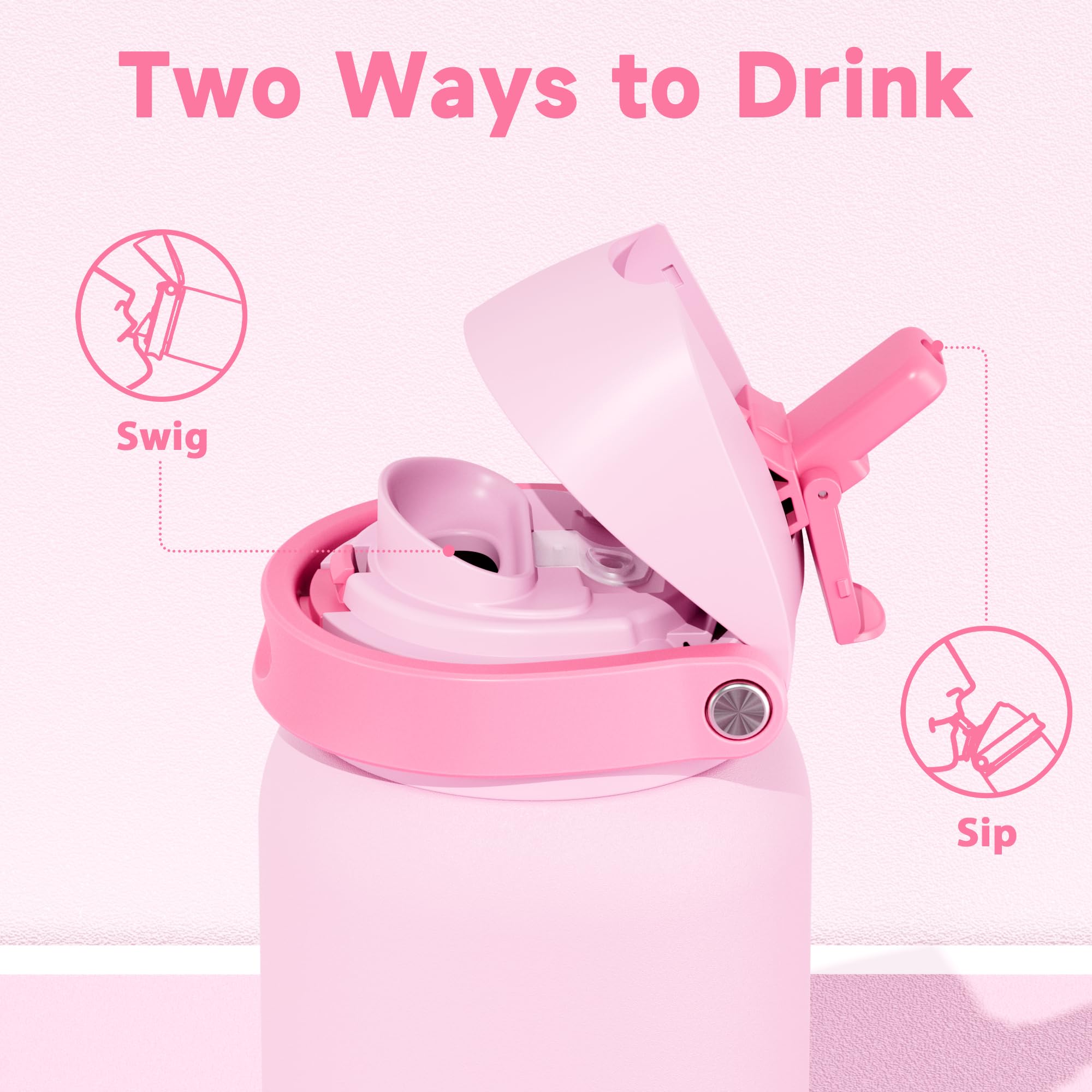 24 oz Insulated Water Bottle with Straw: Meoky Stainless Steel Metal Water Bottle with 2-in-1 Lid - Leak Proof, Cold for 24 Hours, Protective Silicone Base, BPA-Free for Sports Travel Car, Ivory