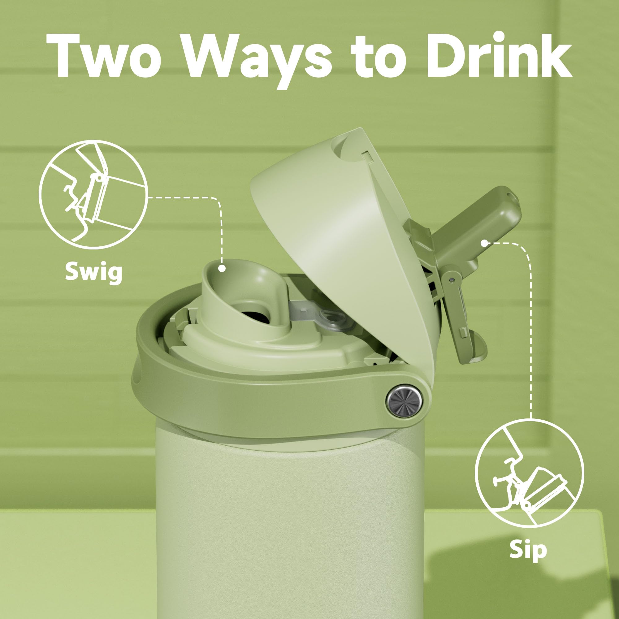 24 oz Insulated Water Bottle with Straw: Meoky Stainless Steel Metal Water Bottle with 2-in-1 Lid - Leak Proof, Cold for 24 Hours, Protective Silicone Base, BPA-Free for Sports Travel Car, Ivory