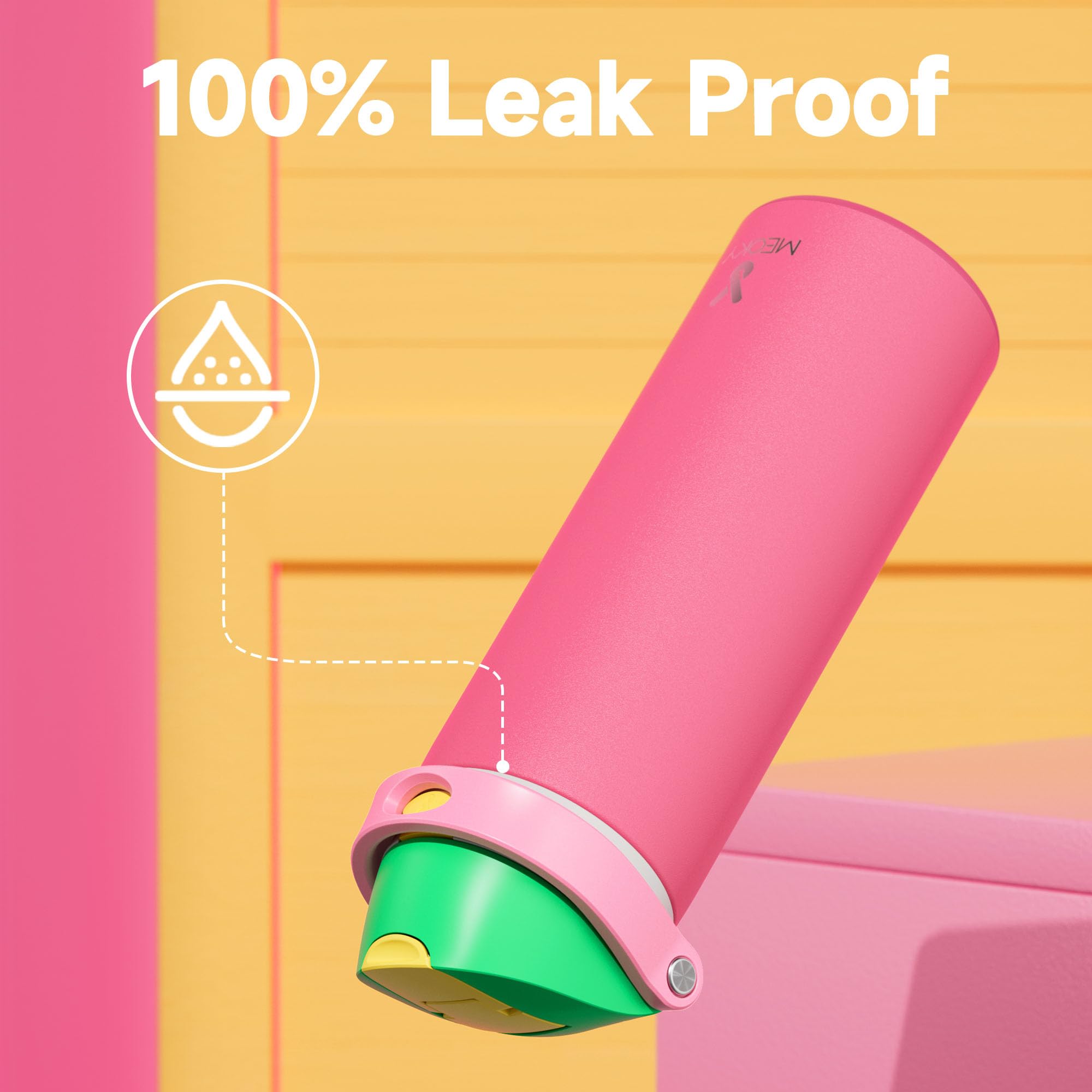 24 oz Insulated Water Bottle with Straw: Meoky Stainless Steel Metal Water Bottle with 2-in-1 Lid - Leak Proof, Cold for 24 Hours, Protective Silicone Base, BPA-Free for Sports Travel Car, Ivory