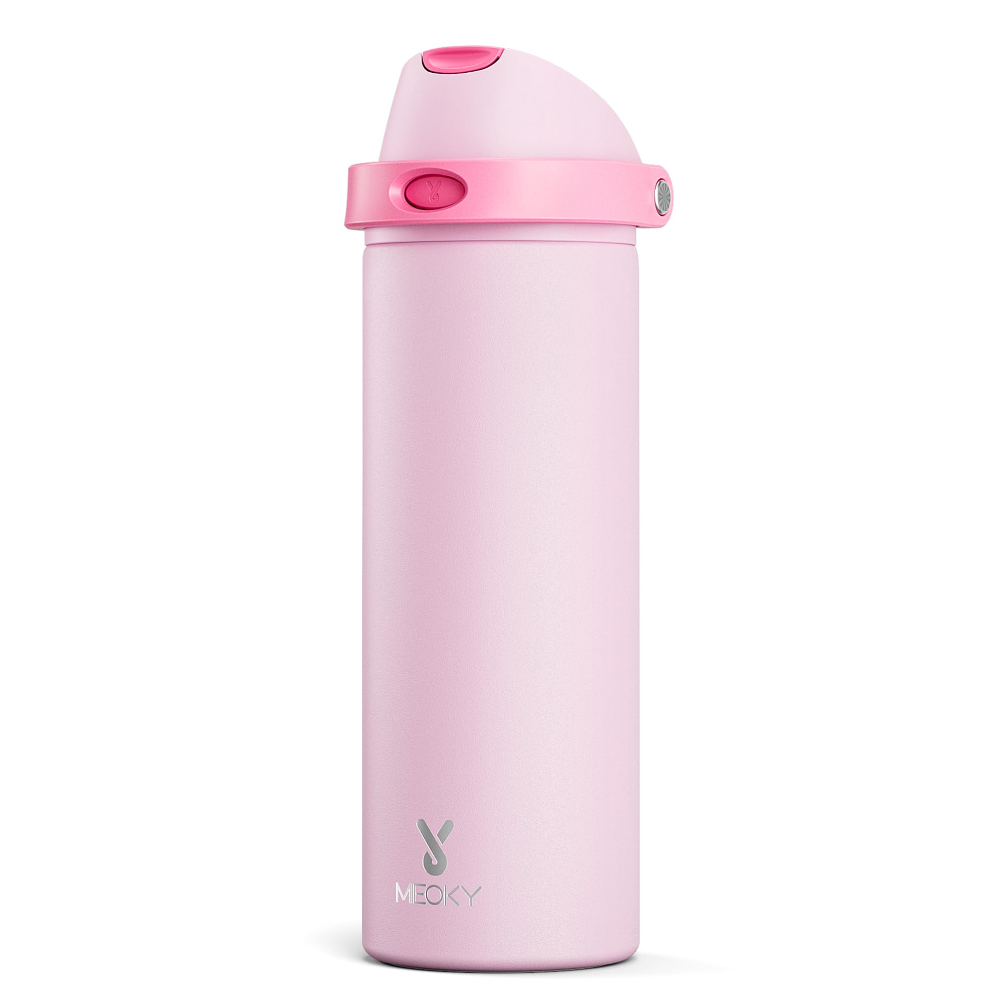 24 oz Insulated Water Bottle with Straw: Meoky Stainless Steel Metal Water Bottle with 2-in-1 Lid - Leak Proof, Cold for 24 Hours, Protective Silicone Base, BPA-Free for Sports Travel Car, Ivory