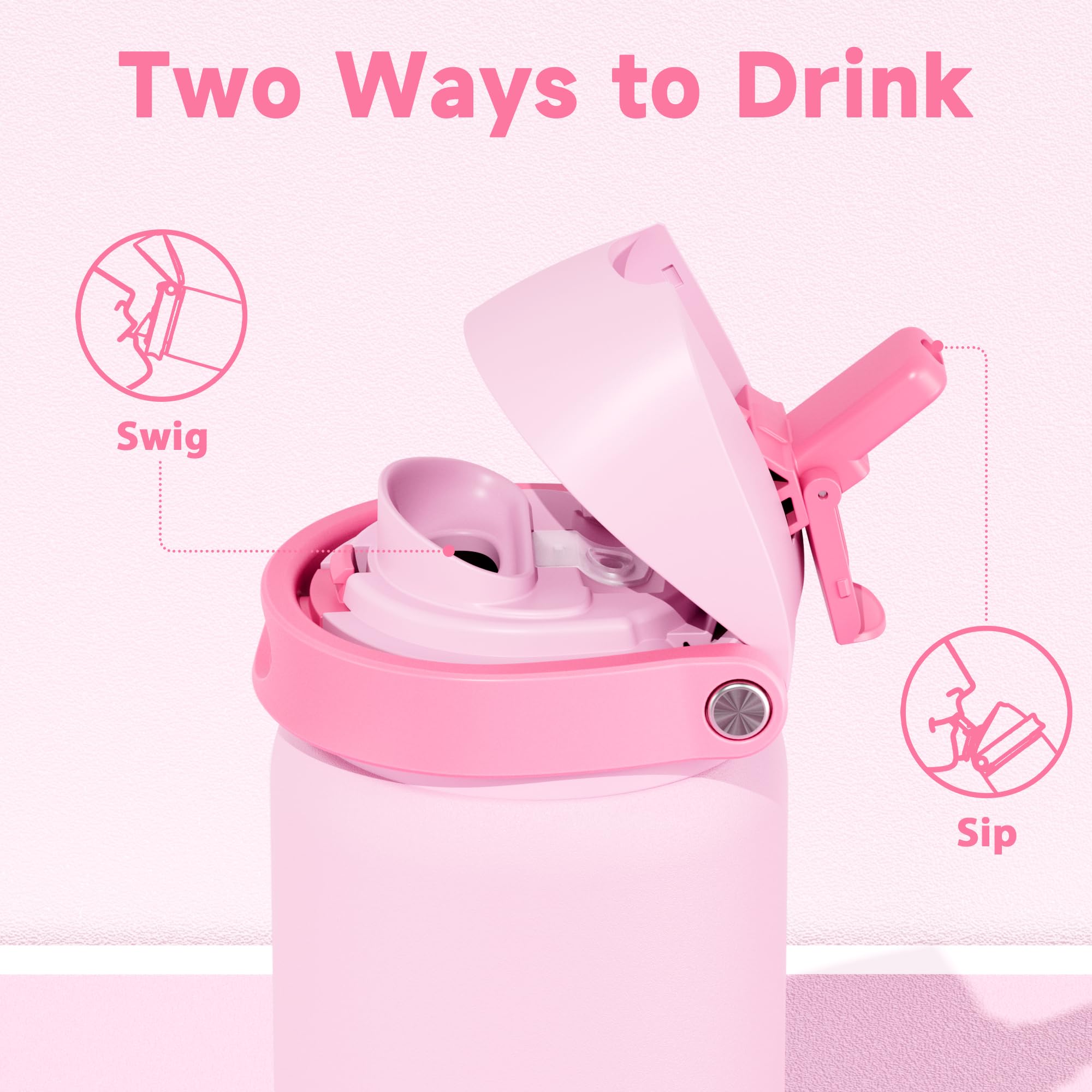 24 oz Insulated Water Bottle with Straw: Meoky Stainless Steel Metal Water Bottle with 2-in-1 Lid - Leak Proof, Cold for 24 Hours, Protective Silicone Base, BPA-Free for Sports Travel Car, Ivory