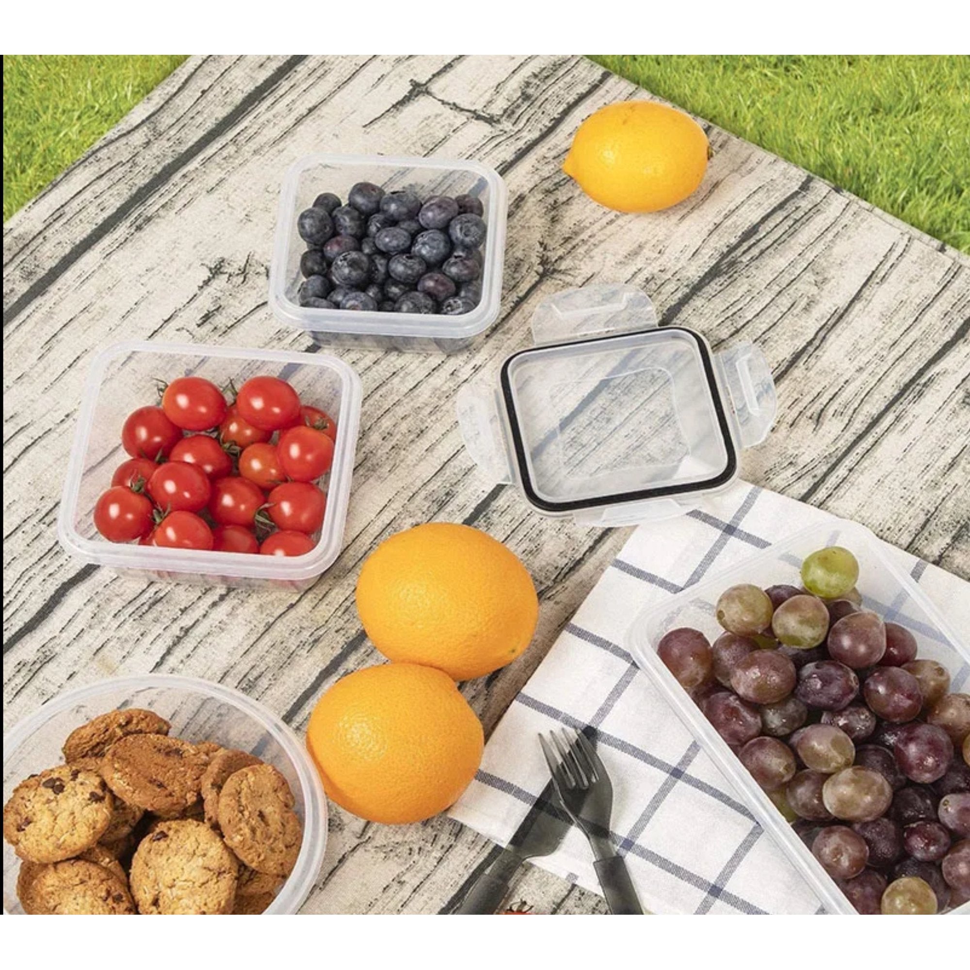 24-Piece Set of Food Storage Containers with Gasket Seal Box Lids, 24 Containers and 24 Lids, Leak Proof Stackable, For Kitchen Fridge, Meal Prep Lunch Containers