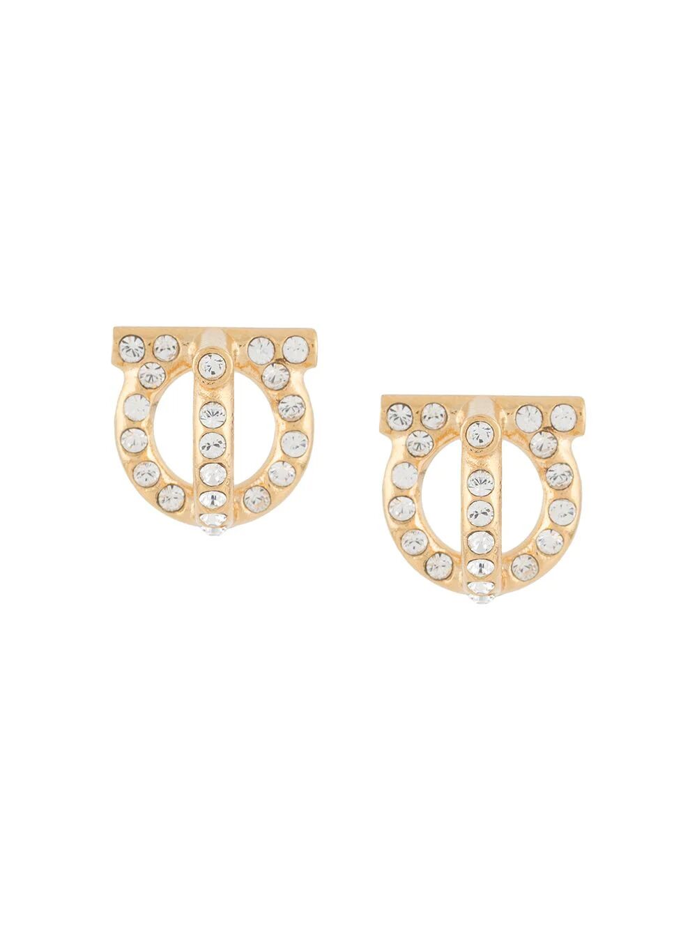 Ferragamo Women Gancini 3D Earrings With Crystals