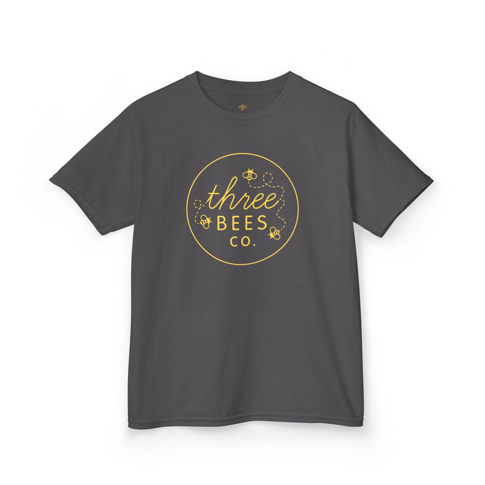 Kids Heavy Cotton Gildan Three Bees Classic Logo in Yellow Hive Tee