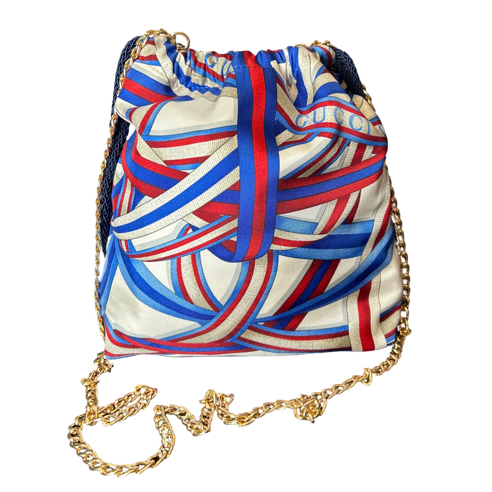 Ribbons Vintage Scarf Drawstring Crossbody Bag