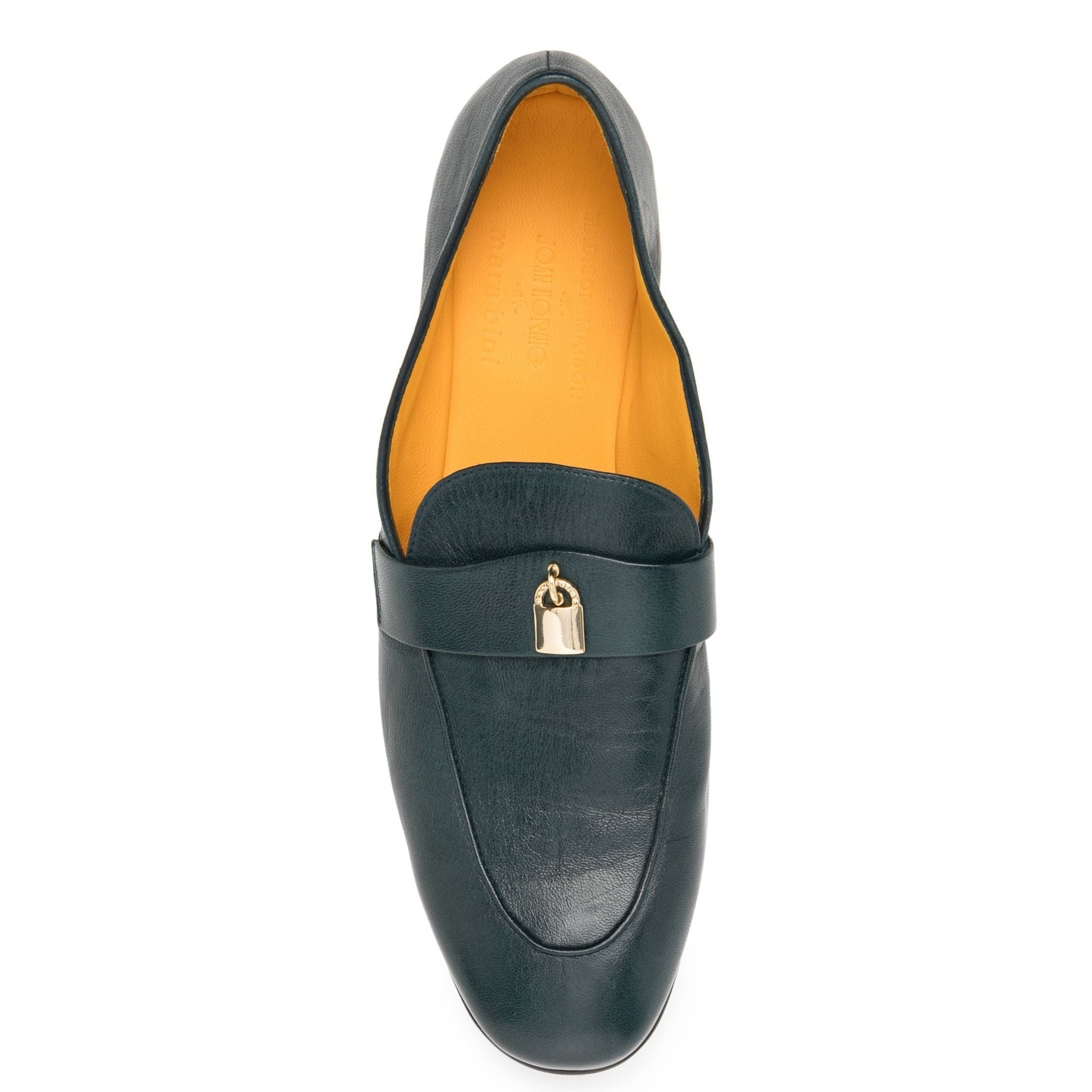 Teal Leather Lock Flat Loafer