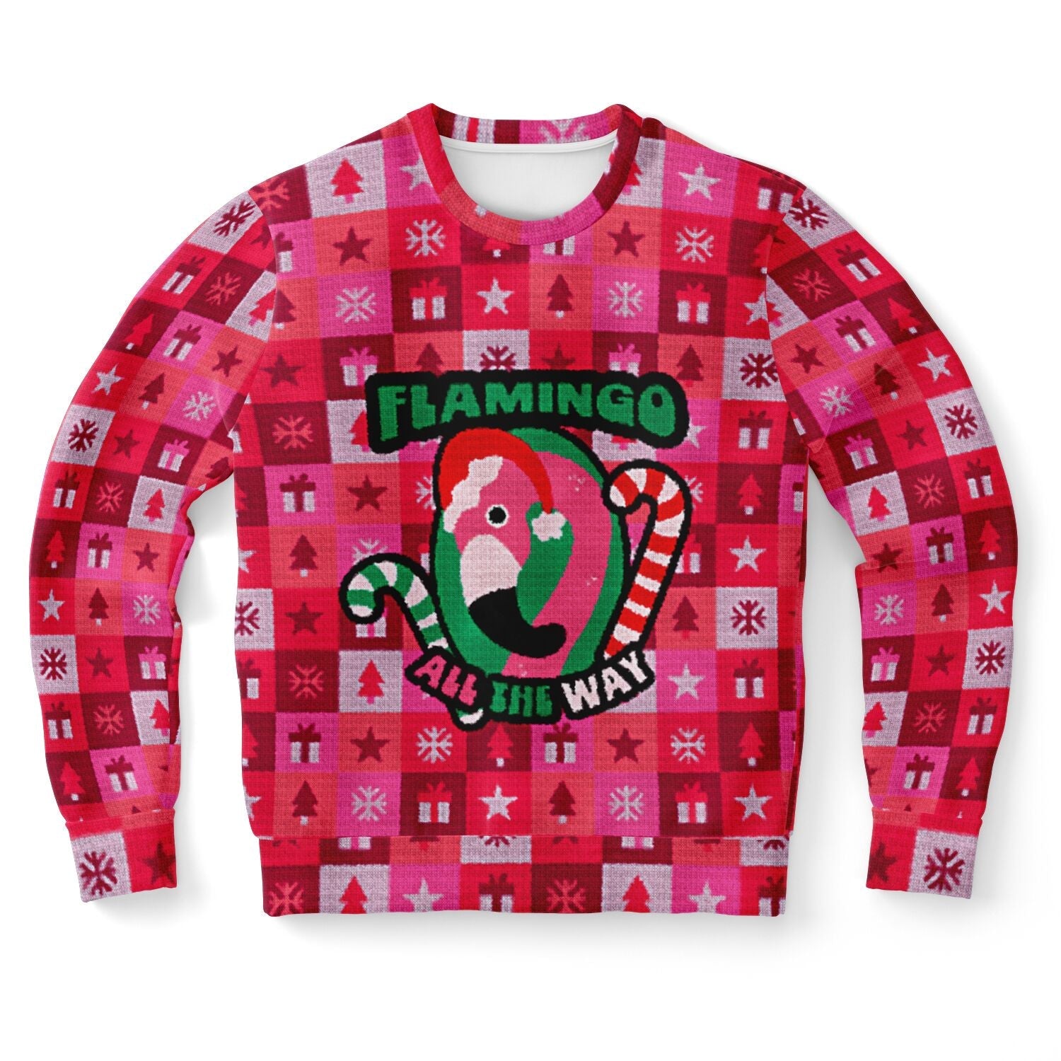 Flamingo All The Way Ugly Christmas Sweatshirt