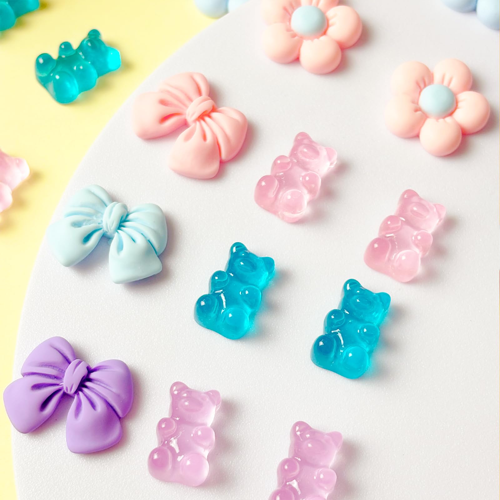 24Pcs Fabric Bow Shoe Charms, Cute Bears, Flower Pearl Charms Accessories for Clogs, DIY Shoe Decoration Charms for Girls, Party Favor