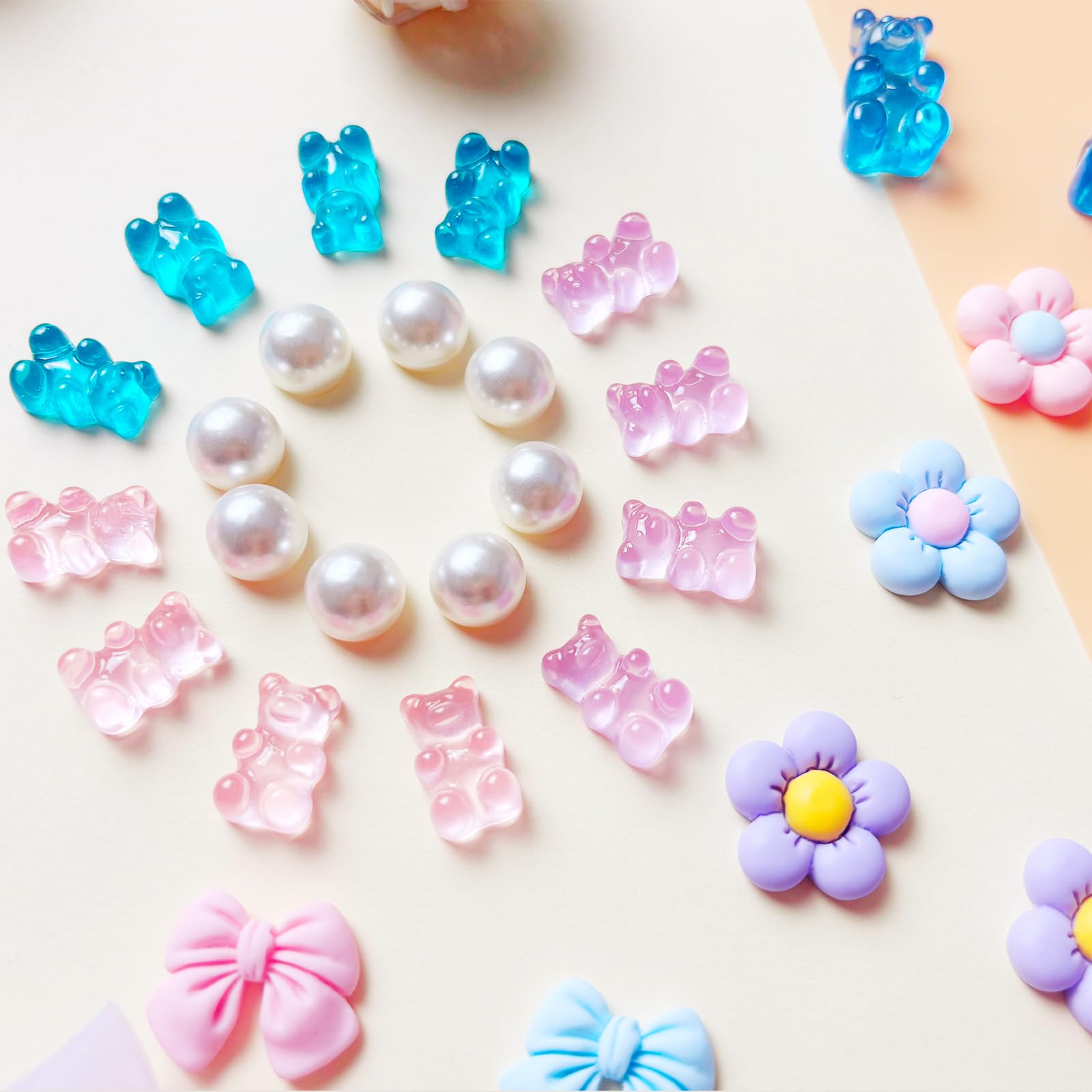 24Pcs Fabric Bow Shoe Charms, Cute Bears, Flower Pearl Charms Accessories for Clogs, DIY Shoe Decoration Charms for Girls, Party Favor