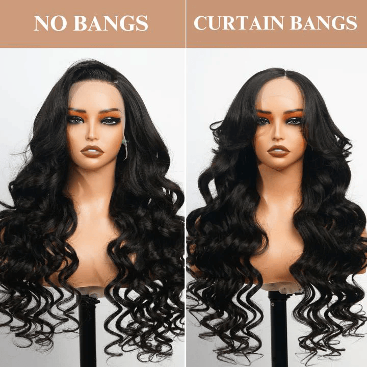 250% Density 13x4 Full Lace Human Hair Wigs With Curtain Bangs Hd Lace Front Wigs Glueless Curly Wigs Human Hair Lace Front