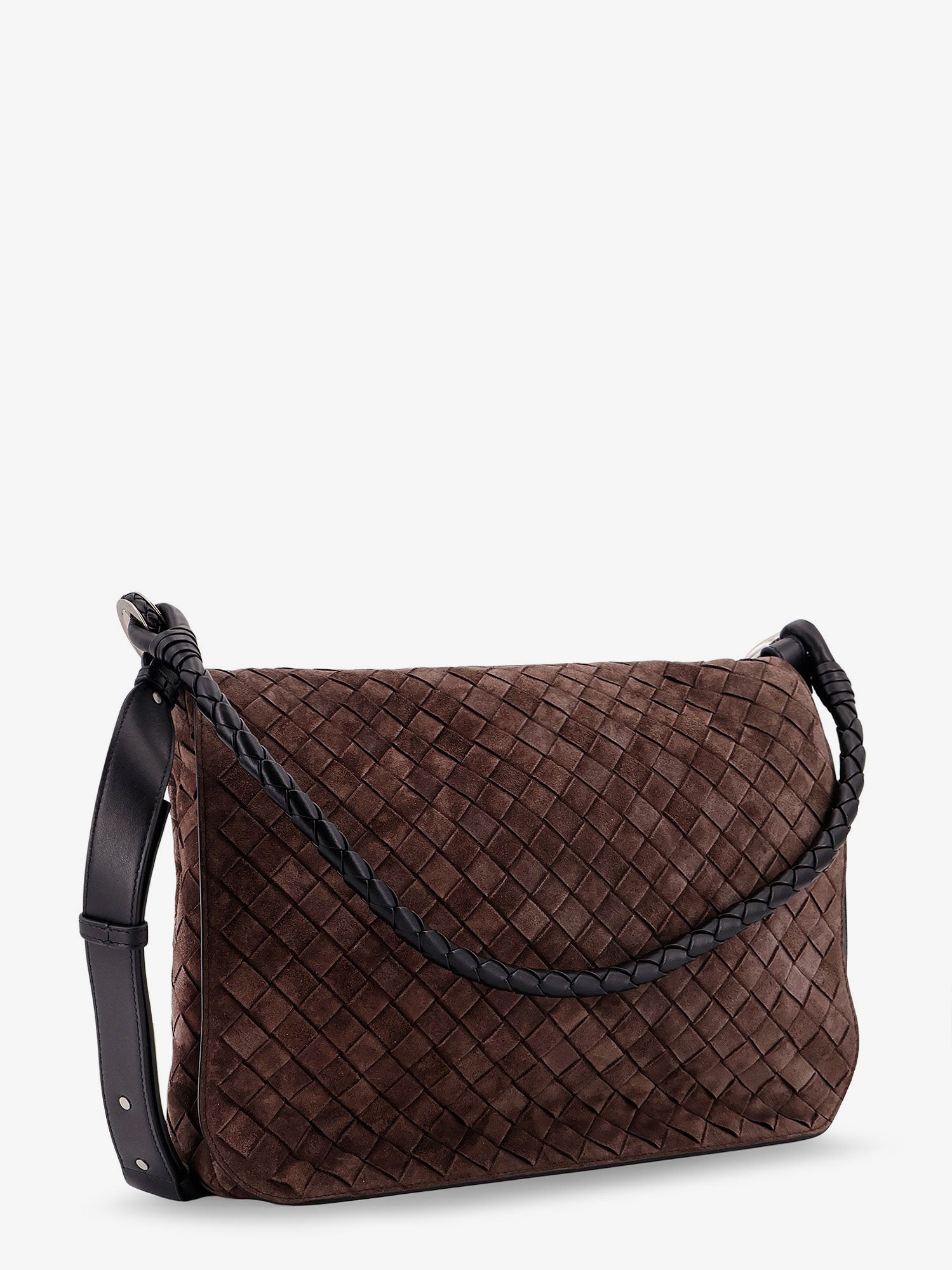 Bottega Veneta Men Intrecciato Suede Shoulder Bag