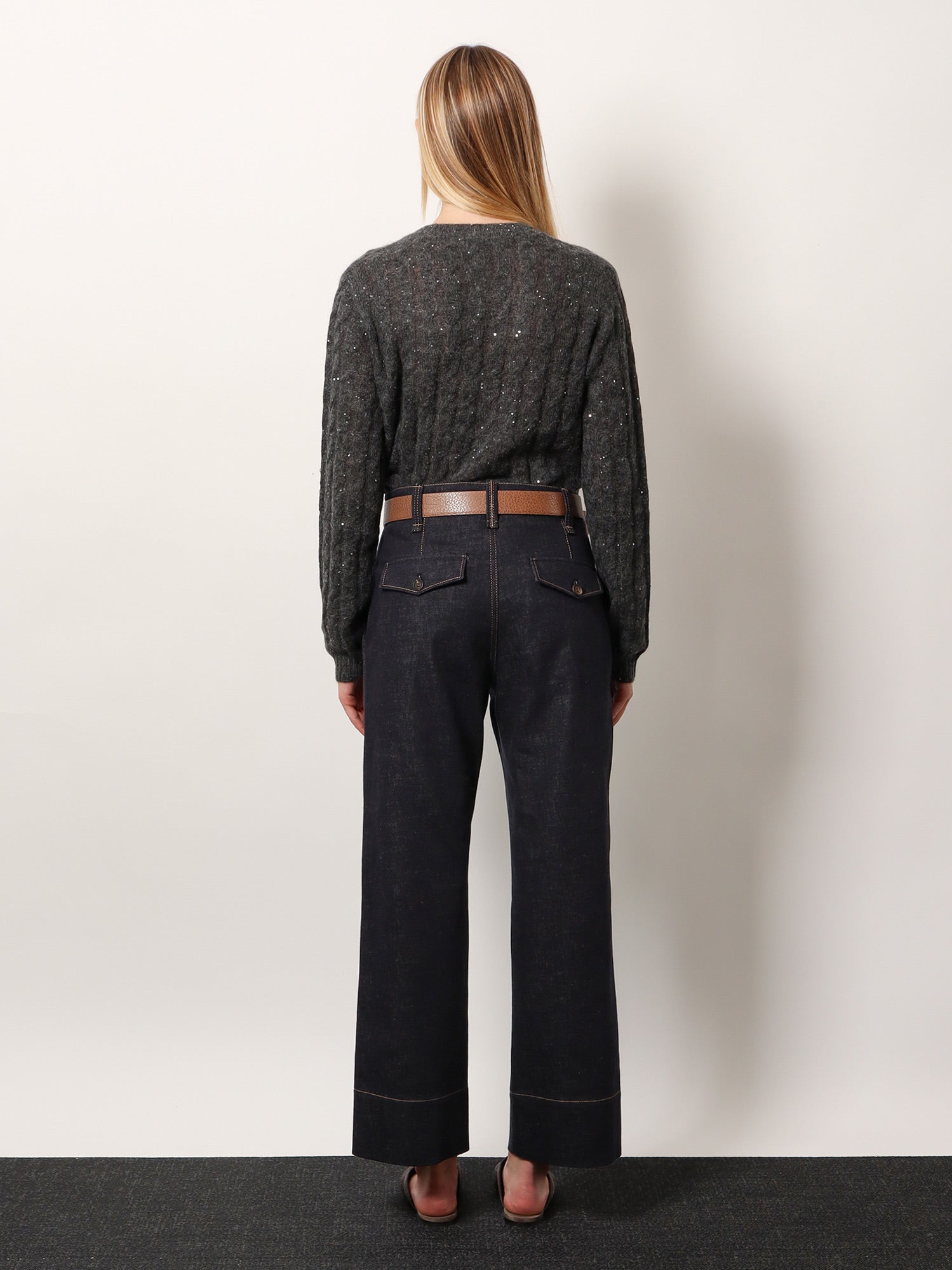 Brunello Cucinelli Women The Sartorial Square Jeans With Contrasting Stitiching
