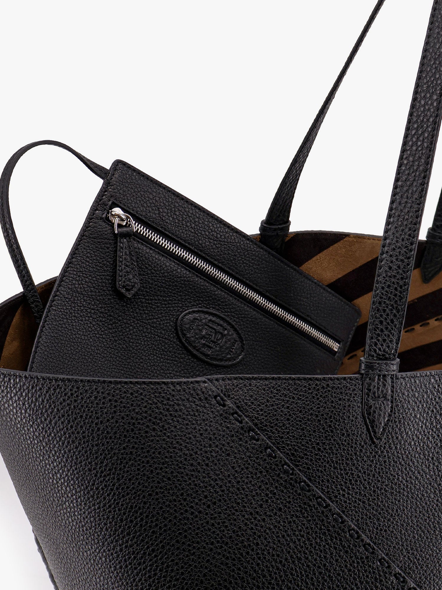 Fendi Men Diagonal Selleria Large Leather Shopping Bag